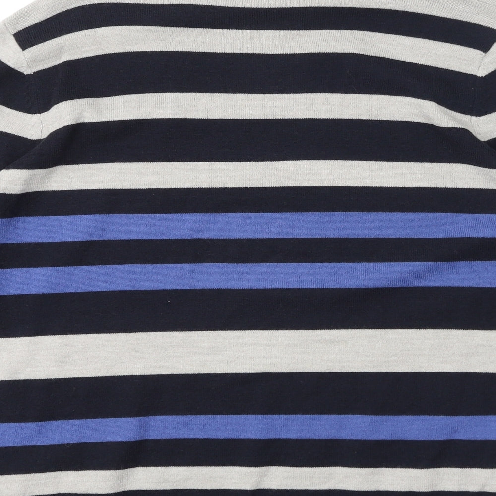 Classics Womens Blue Striped Acrylic Pullover Sweatshirt Size 12 Pullover