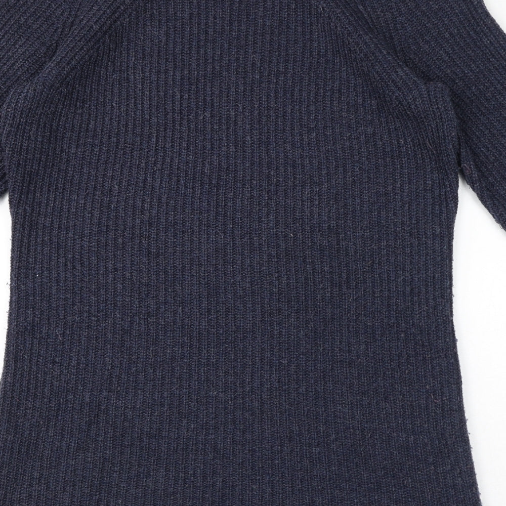 Marks & Spencer Womens Blue Acrylic Jumper Dress Size 14 Round Neck Pullover