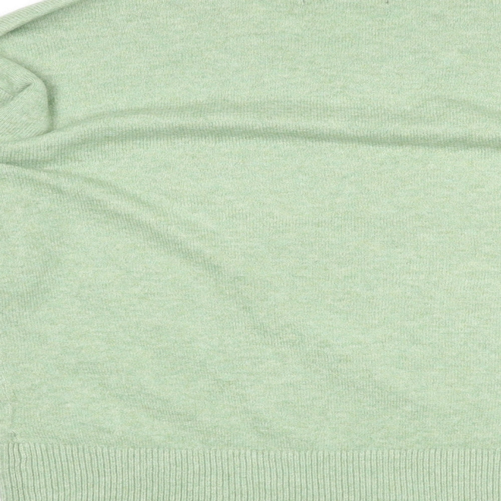 Marks & Spencer Womens Green V-Neck Polyester Pullover Jumper Size S
