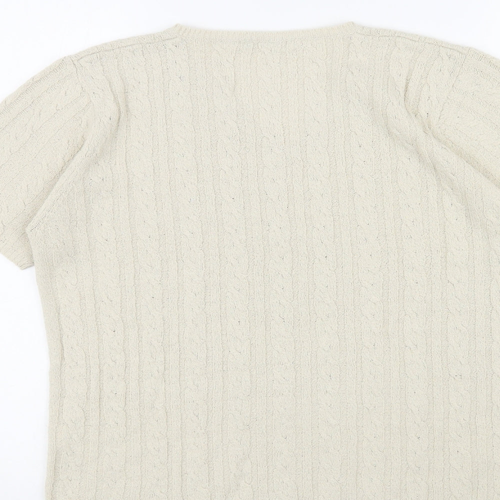 Berkertex Womens Beige V-Neck Acrylic Pullover Jumper Size 14