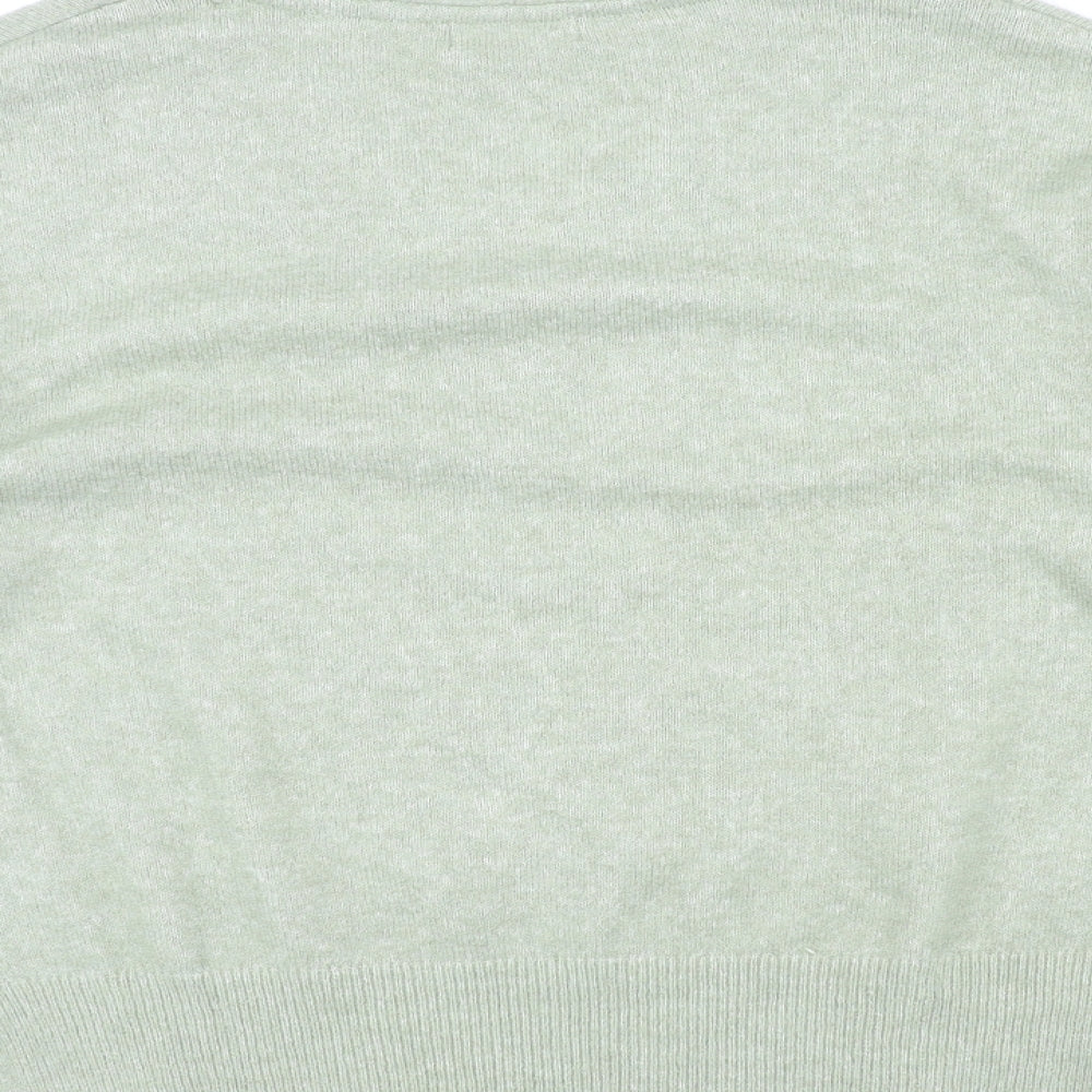 H&M Womens Green V-Neck Polyester Pullover Jumper Size M