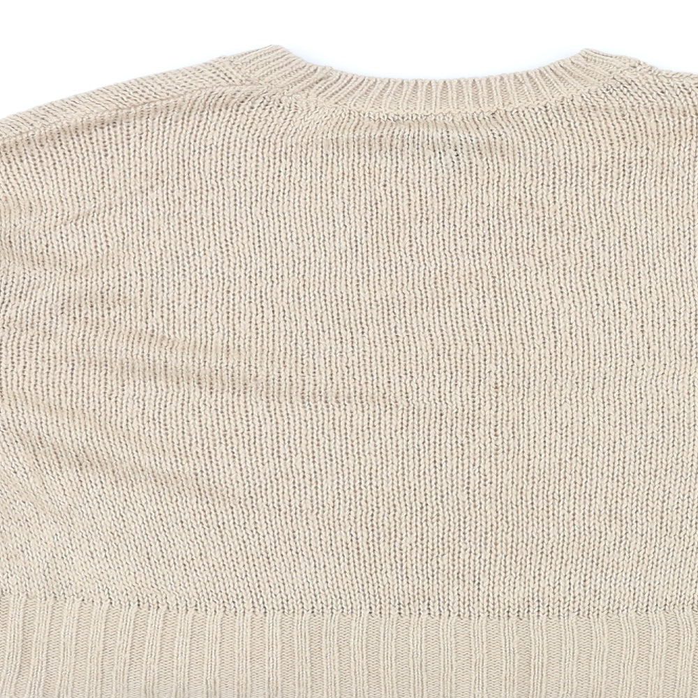 New Look Womens Beige Round Neck Acrylic Pullover Jumper Size M