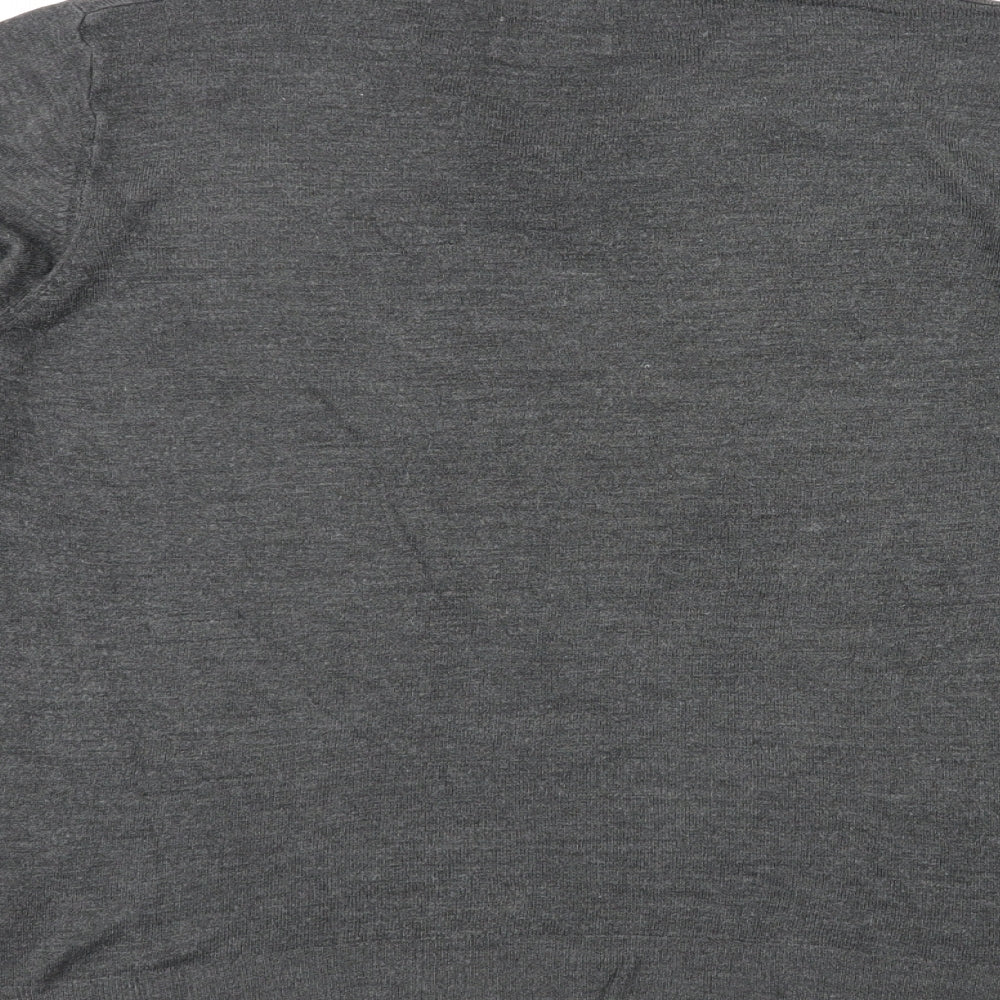 Marks & Spencer Mens Grey V-Neck Acrylic Pullover Jumper Size L Long Sleeve