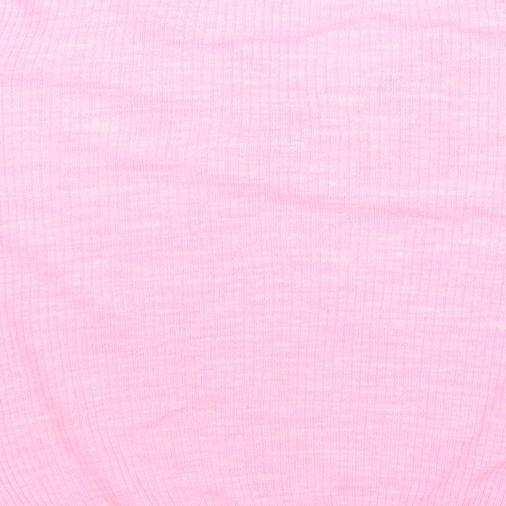 Marks and Spencer Womens Pink Acrylic Jersey T-Shirt Size XS Round Neck
