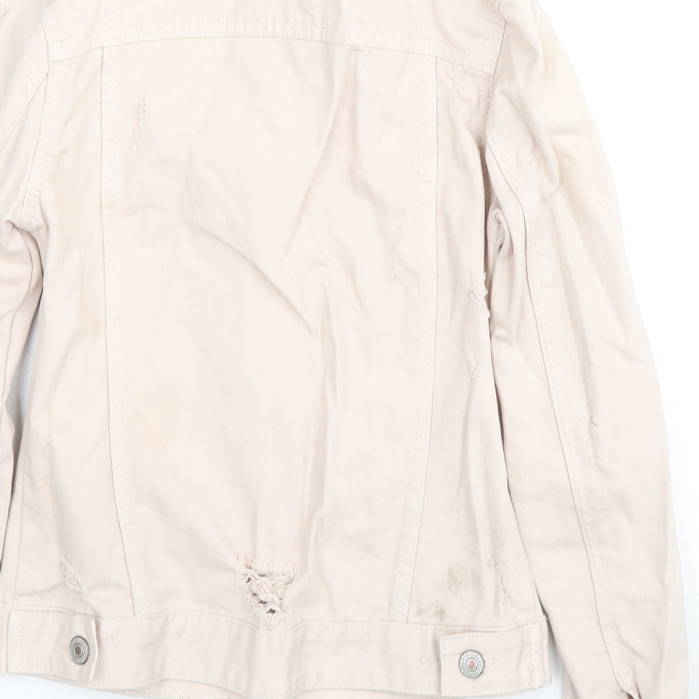 Denim & Co. Womens Beige Jacket Size 4 Button