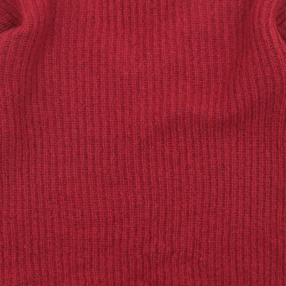 Marks & Spencer Womens Red V-Neck Acrylic Pullover Jumper Size 8