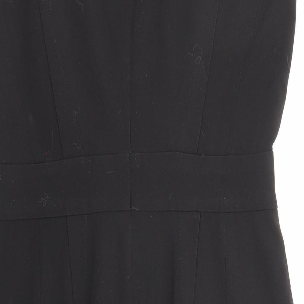 Warehouse Womens Black Polyester A-Line Size 12 V-Neck Zip