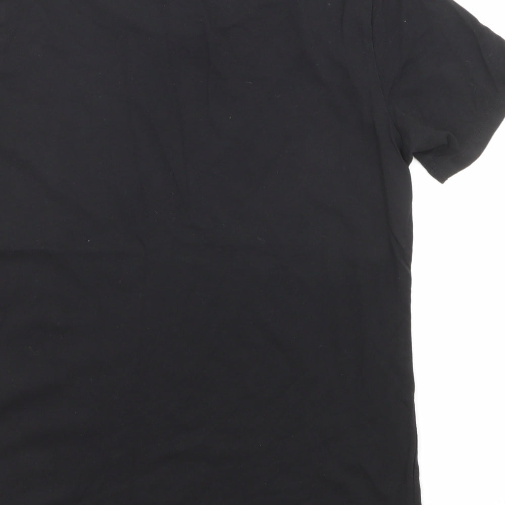 New Look Womens Black Polyester Jersey T-Shirt Size 8 Crew Neck