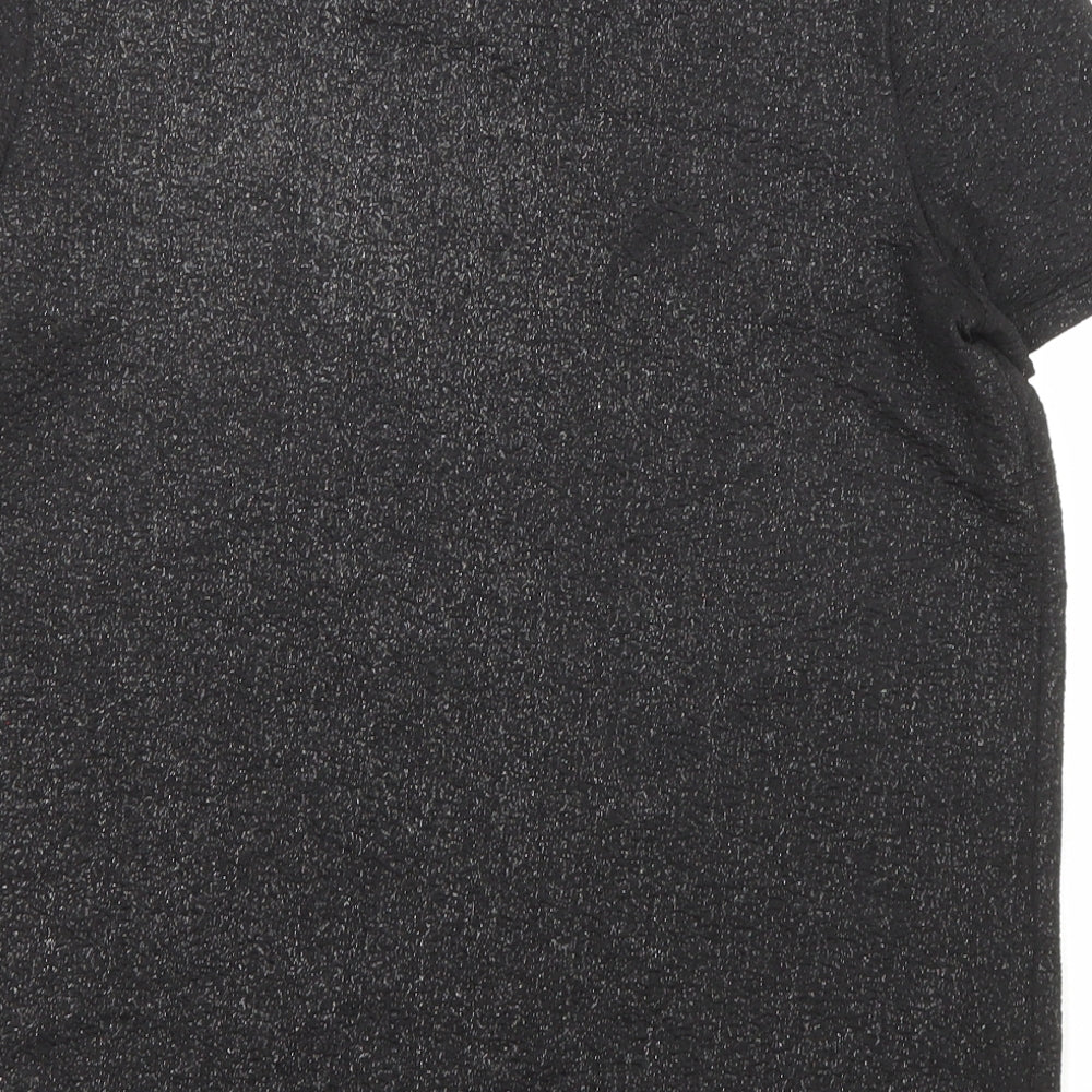 NEXT Womens Black Polyester Basic T-Shirt Size 8 Crew Neck
