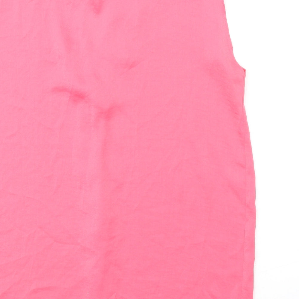 Marks & Spencer Womens Pink Polyester Basic Blouse Size 10 V-Neck