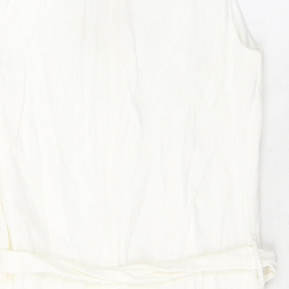 Disdress Womens Ivory Polyester Shift Size 14 Collared Zip - Belted