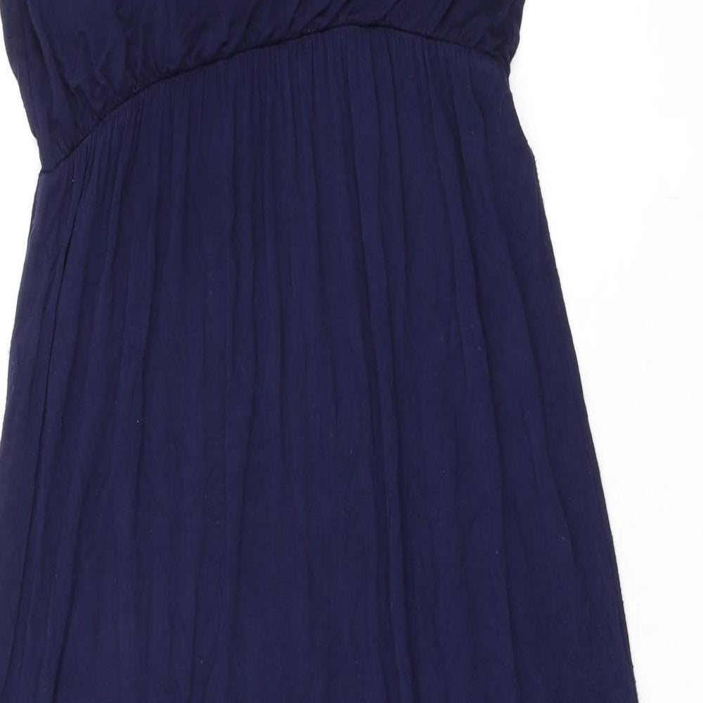 Voulez-Vous Womens Blue Viscose Maxi Size M Scoop Neck Pullover - Elasticated Waist