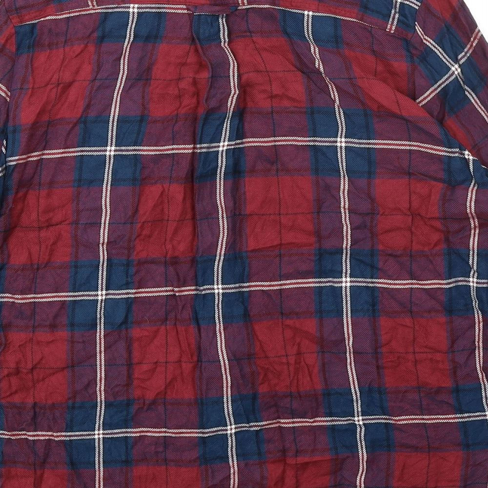 Mauvette Womens Red Plaid Viscose Basic Button-Up Size 12 Collared - Pocket