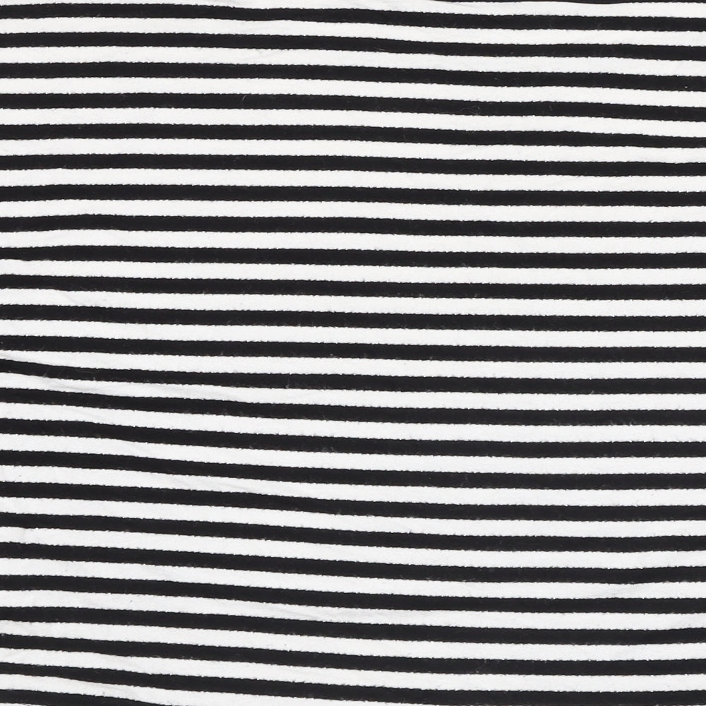 New Look Womens Black Striped Viscose Basic T-Shirt Size 12 Round Neck