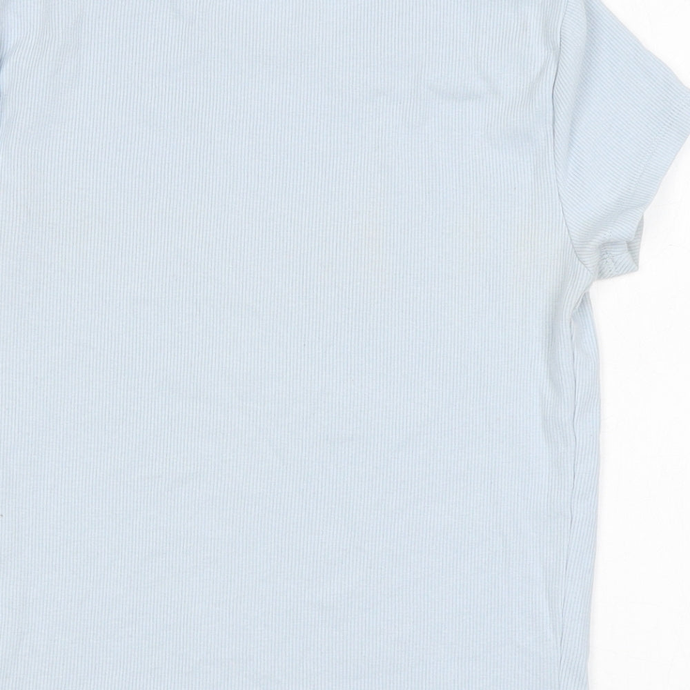 Bershka Womens Blue Polyester Basic T-Shirt Size M Round Neck