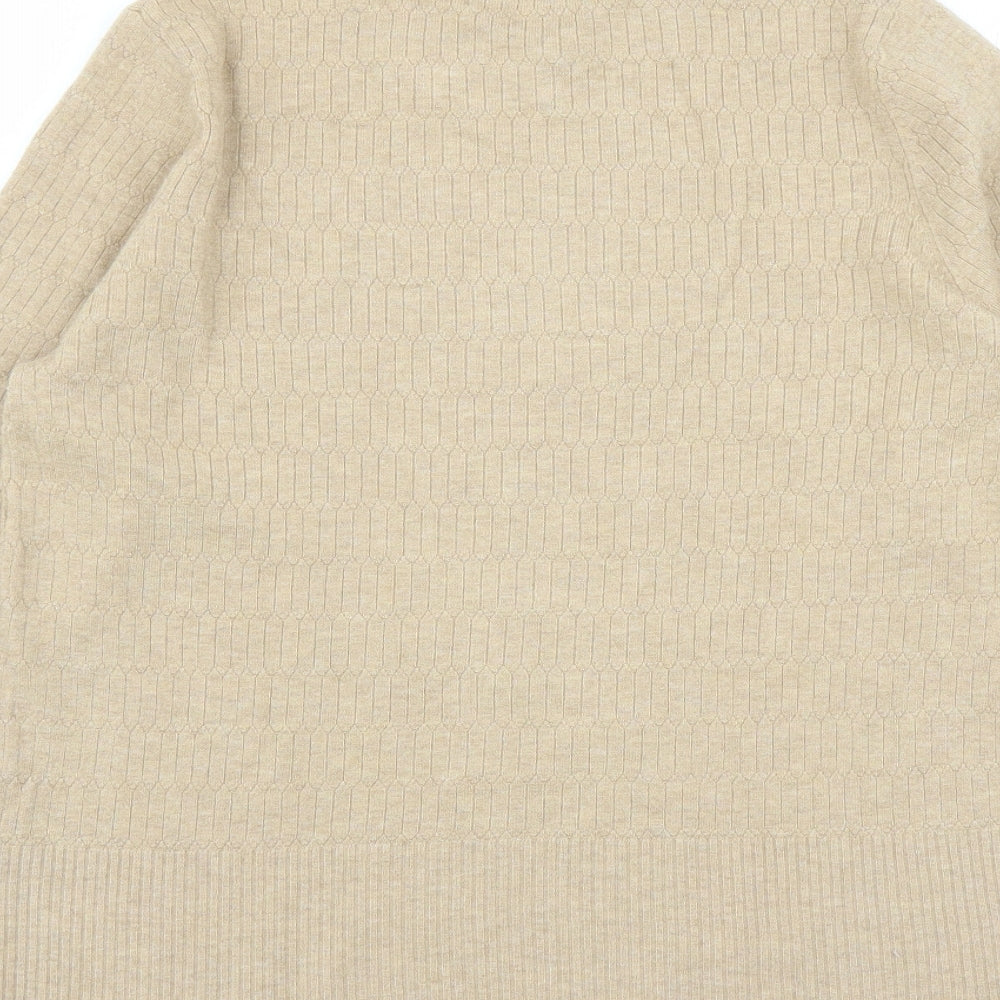 Marks and Spencer Womens Brown Round Neck Geometric Viscose Pullover Jumper Size 16