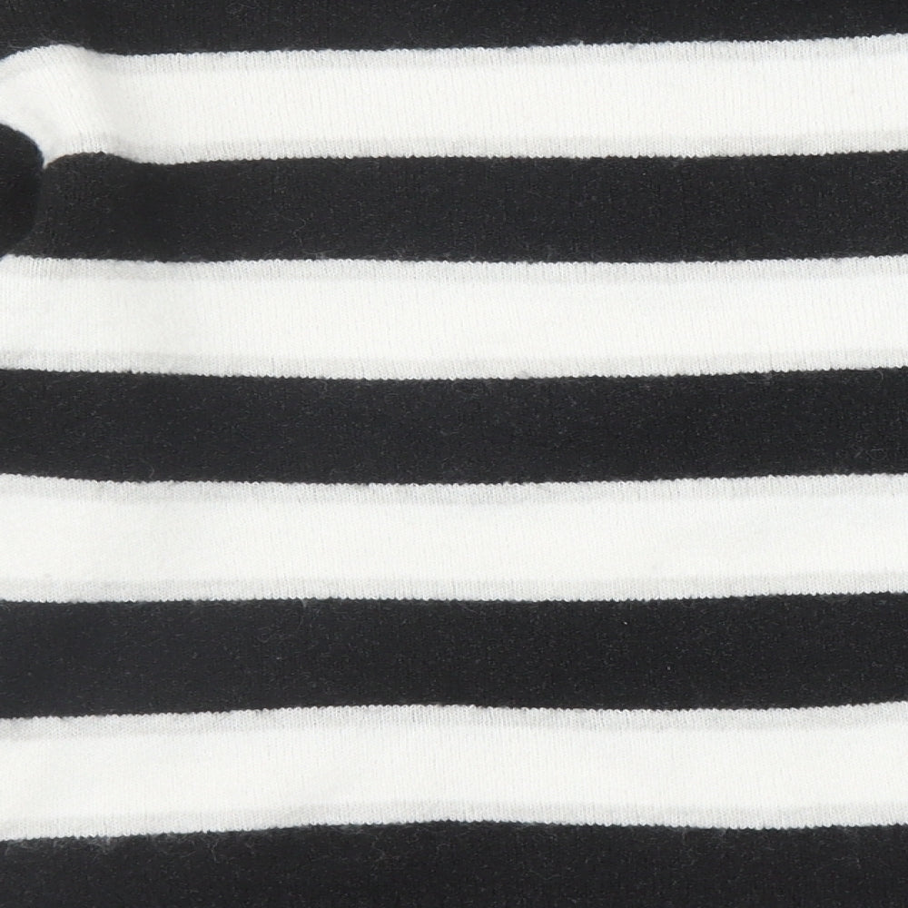 Divided by H&M Womens Black Round Neck Striped Acrylic Pullover Jumper Size S