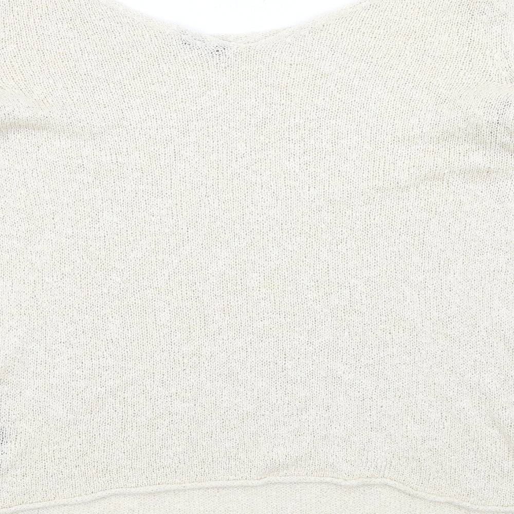 Zara Womens Beige Boat Neck Acrylic Pullover Jumper Size S