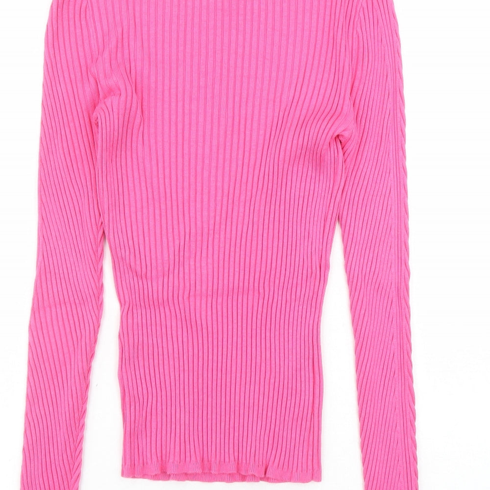 H&M Womens Pink Scoop Neck Viscose Pullover Jumper Size M