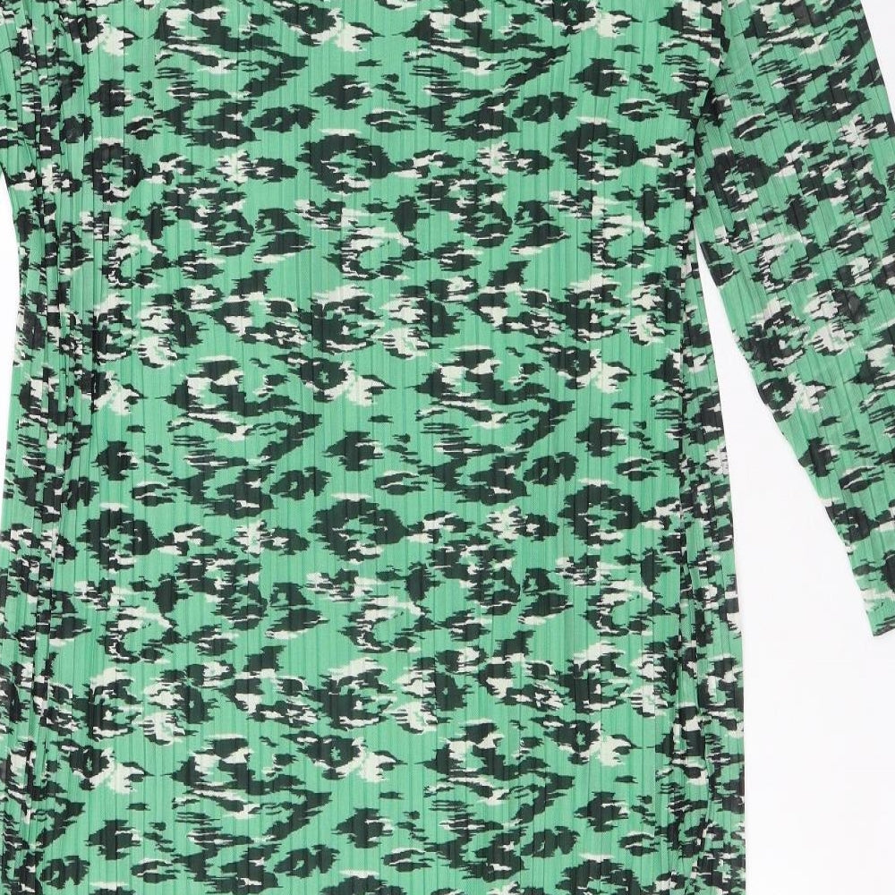 Marks and Spencer Womens Green Geometric Polyester Maxi Size 22 Round Neck Pullover - Under Layer