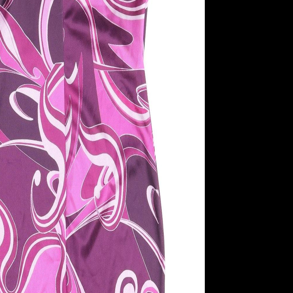 New Look Womens Purple Geometric Polyester Mini Size 10 Square Neck Pullover