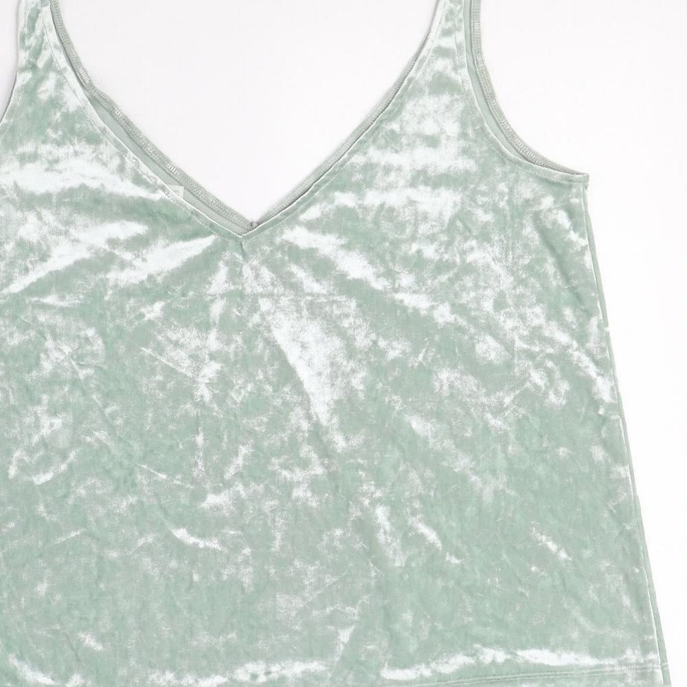 H&M Womens Green Polyester Camisole Blouse Size S V-Neck