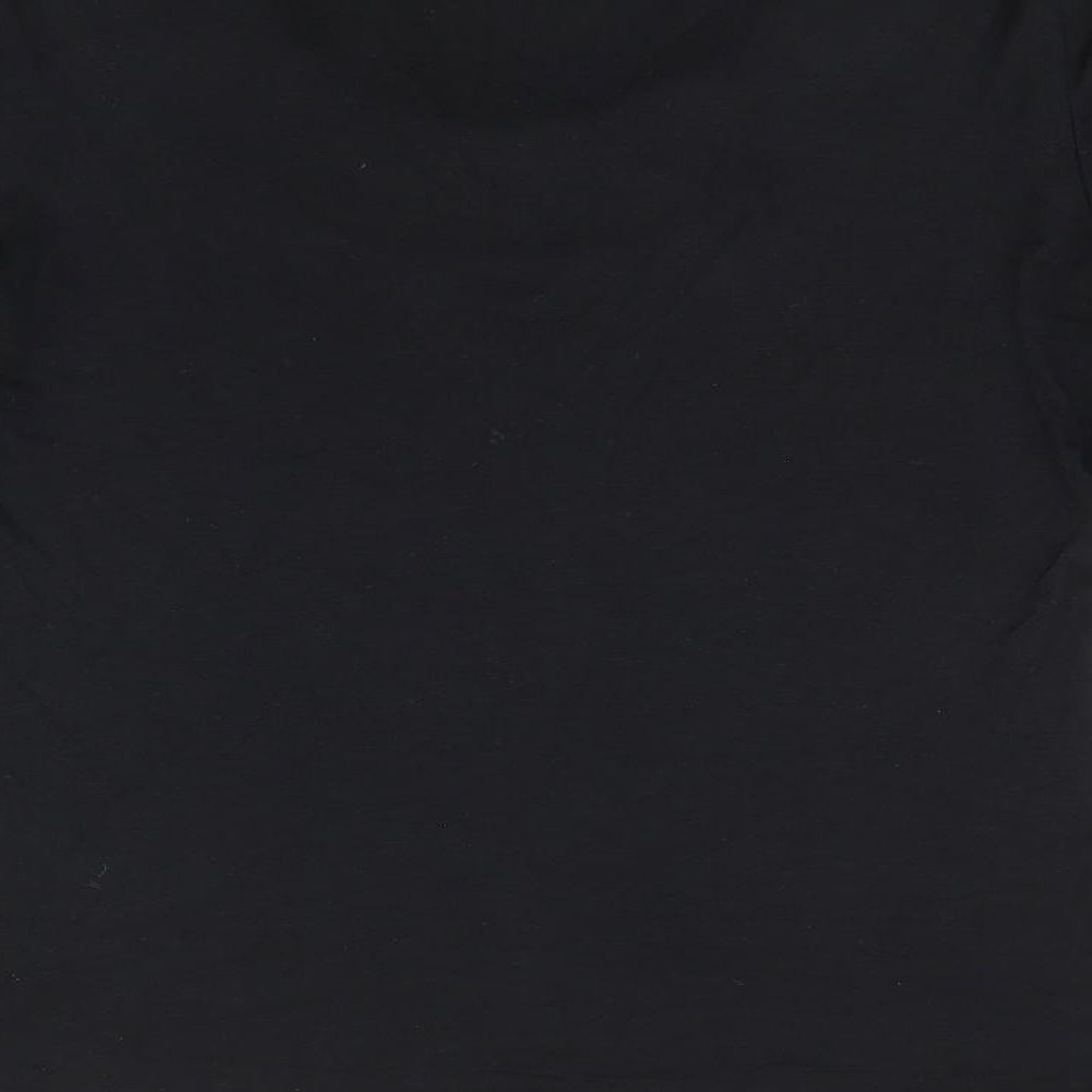 CMD Womens Black Viscose Jersey T-Shirt Size M Scoop Neck - Embroidered Detail