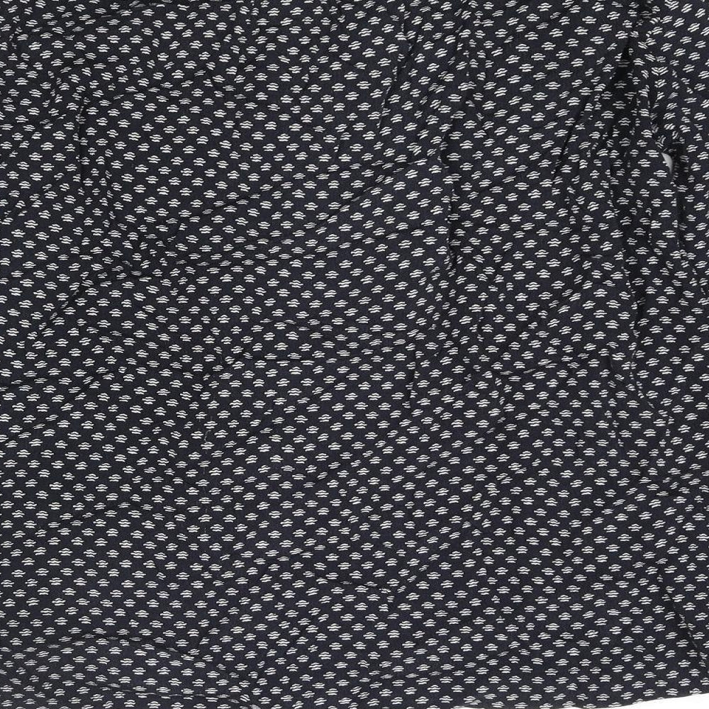 Hartford Womens Blue Geometric Viscose Basic Blouse Size 12 Boat Neck