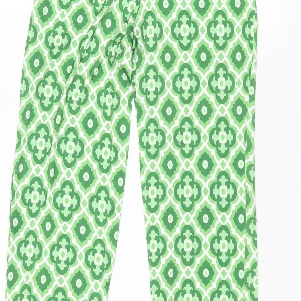 I SAW IT FIRST Womens Green Geometric Polyester Trousers Size 4 L33 in Regular Tie