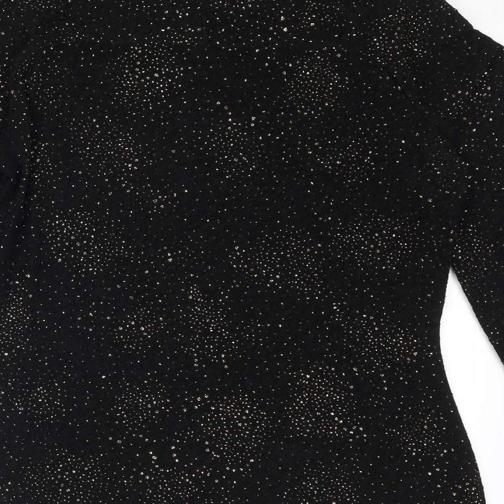 Damsel in a Dress Womens Black Acetate Basic Blouse Size 12 Cowl Neck - Glitter