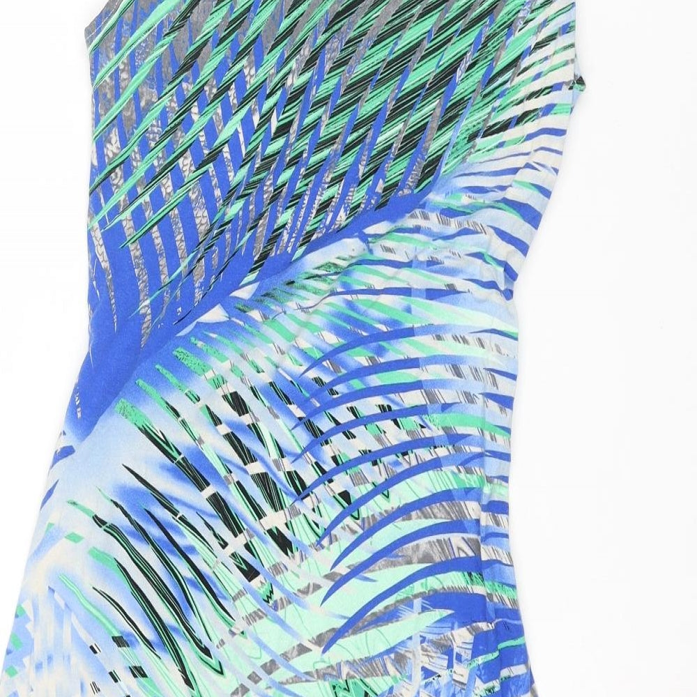 Smashed Lemon Womens Multicoloured Geometric Viscose Shift Size 10 Round Neck Pullover - Tie