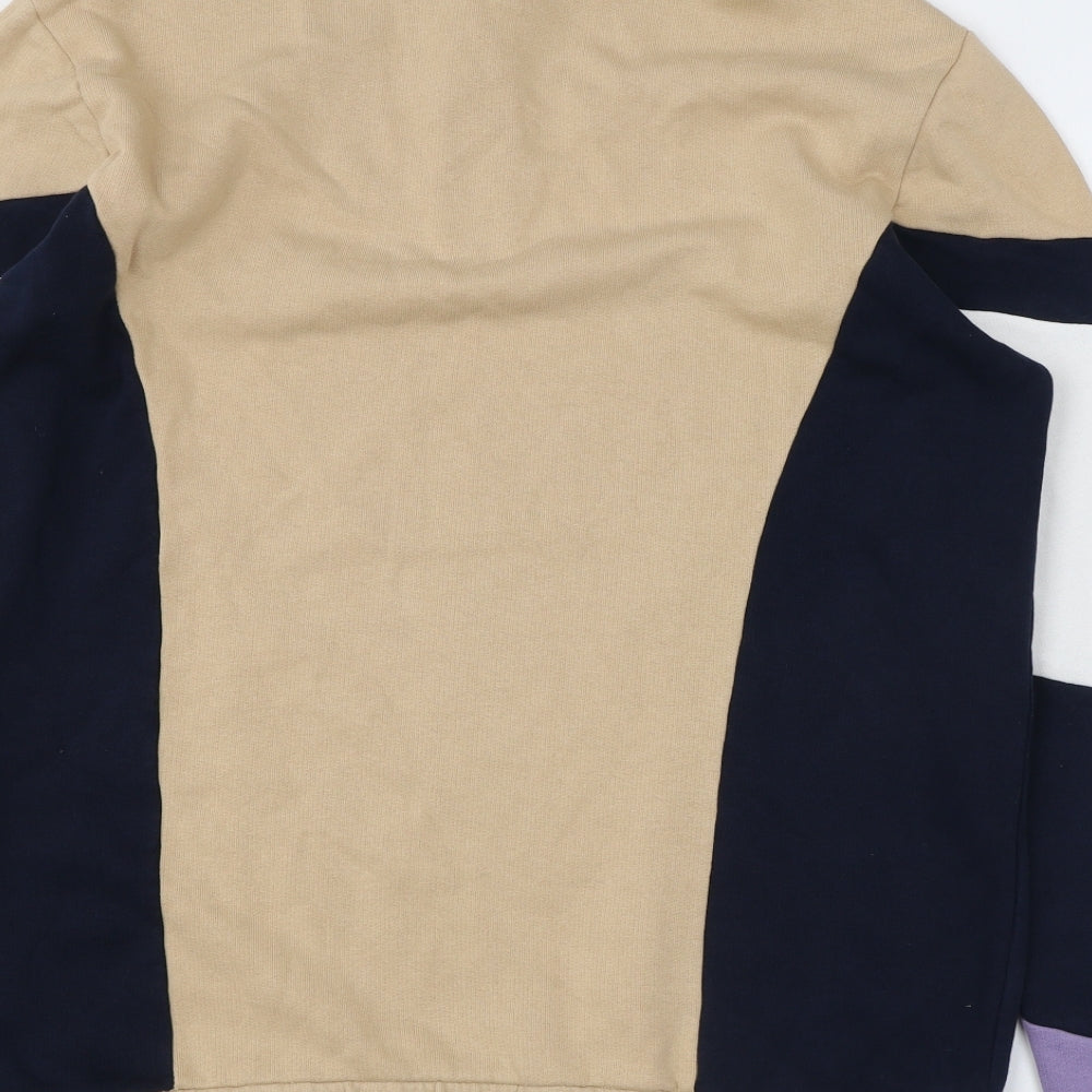 ASOS Womens Beige Colourblock Cotton Pullover Sweatshirt Size M Zip - Half Zip