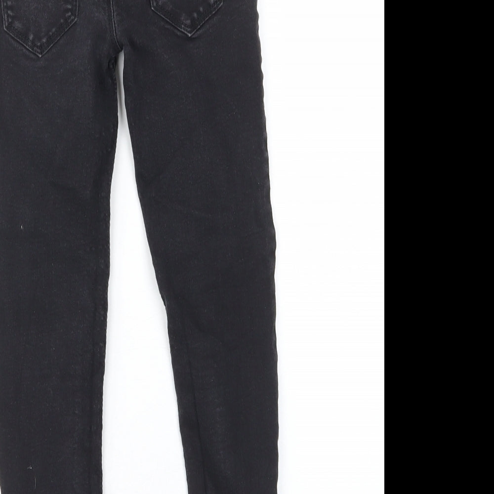 Brand and care label for Denim & Co. girls’ black cotton skinny jeans, size 8-9, years regular zip - pockets, belt loops