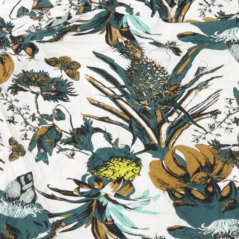 Philosophy Blues Original Womens Green Floral Viscose Basic Button-Up Size 6 V-Neck