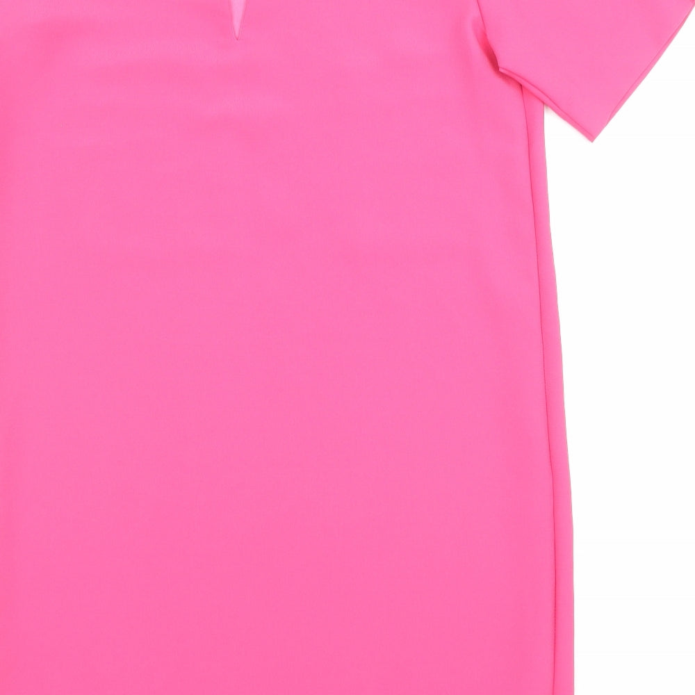 Mango Womens Pink Polyester Shift Size XS Scoop Neck Hook & Eye