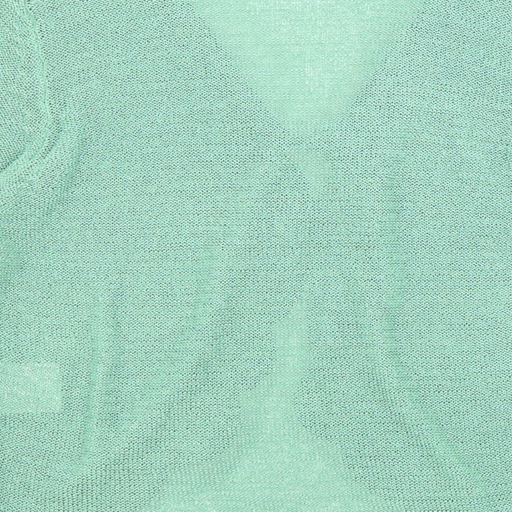 Nina Murati Womens Green V-Neck Polyester Cardigan Jumper Size L