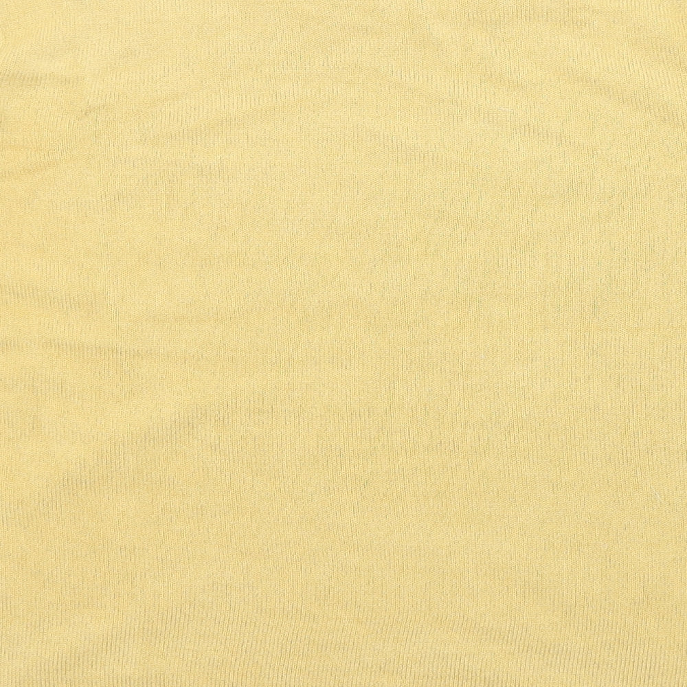 Text Womens Yellow Boat Neck Acrylic Pullover Jumper Size XL - Embellished neckline