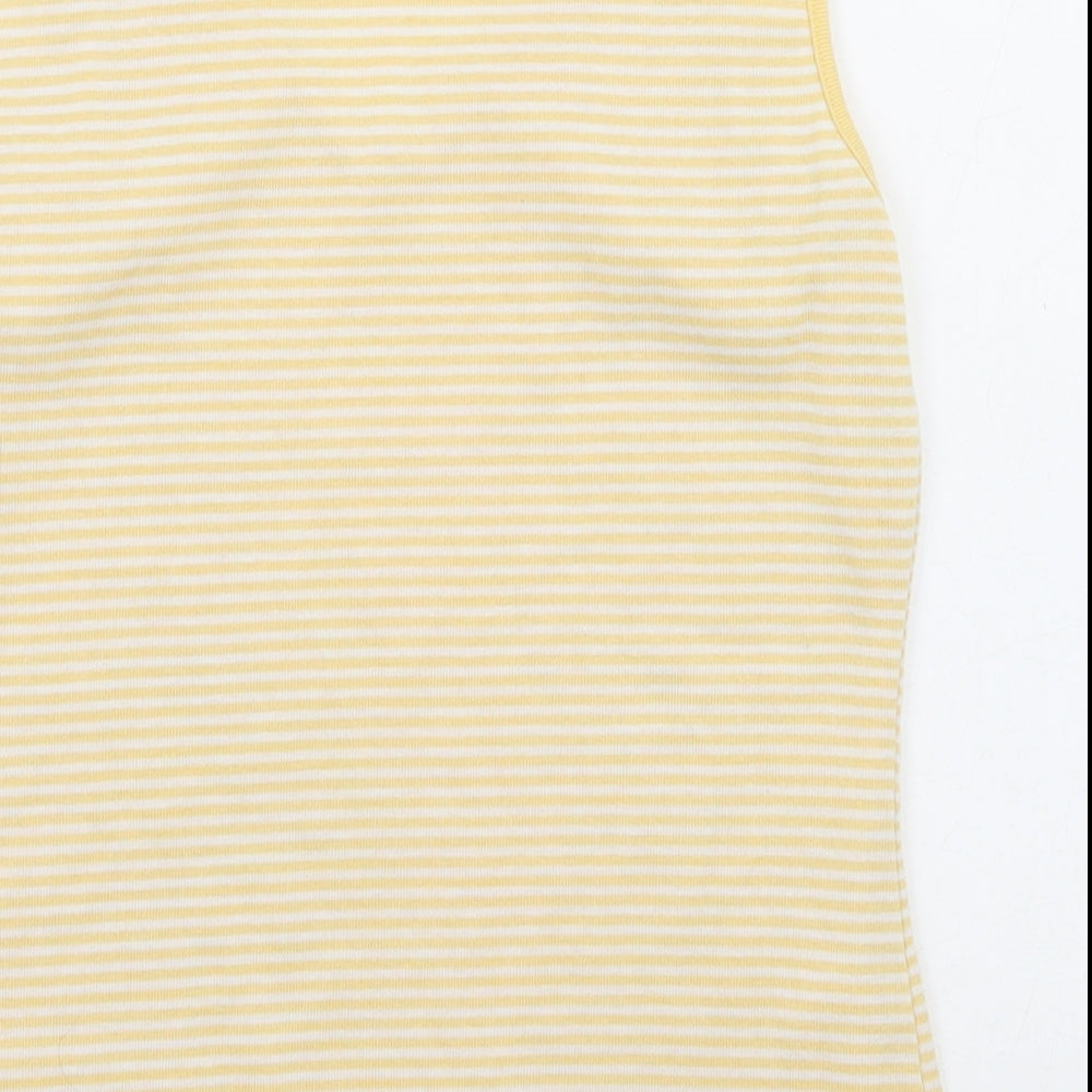 Bonmarché Womens Yellow Striped Polyester Basic T-Shirt Size S V-Neck
