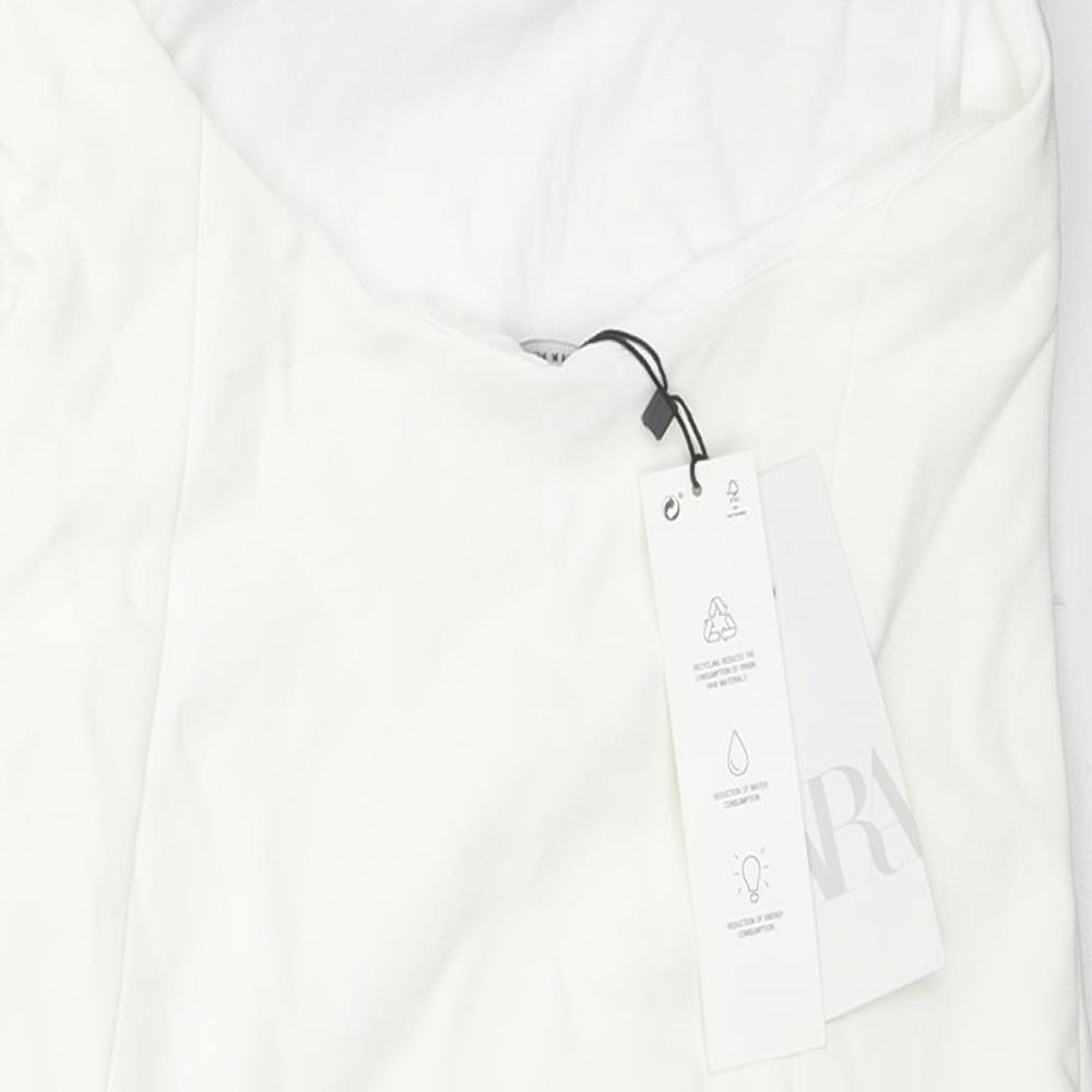 Zara Womens White Polyester Mini Size M Sweetheart Zip - Strapless