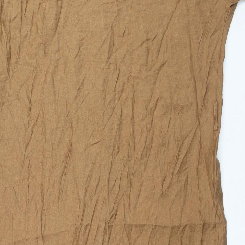 Zara Womens Brown Viscose Maxi Size 2XL Collared Button