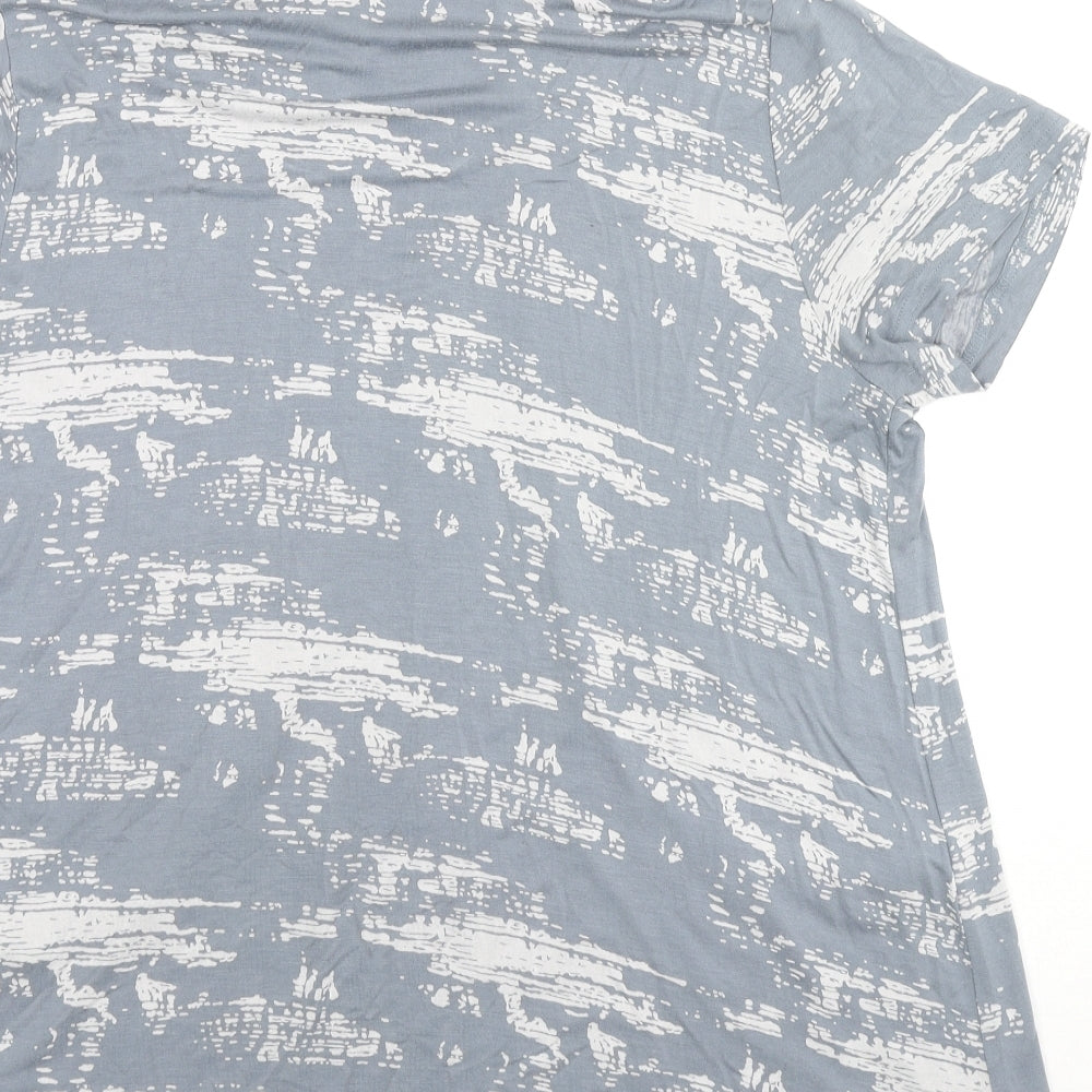 Tara Clothing Womens Grey Geometric Viscose Basic T-Shirt Size M Cowl Neck - Size M/L