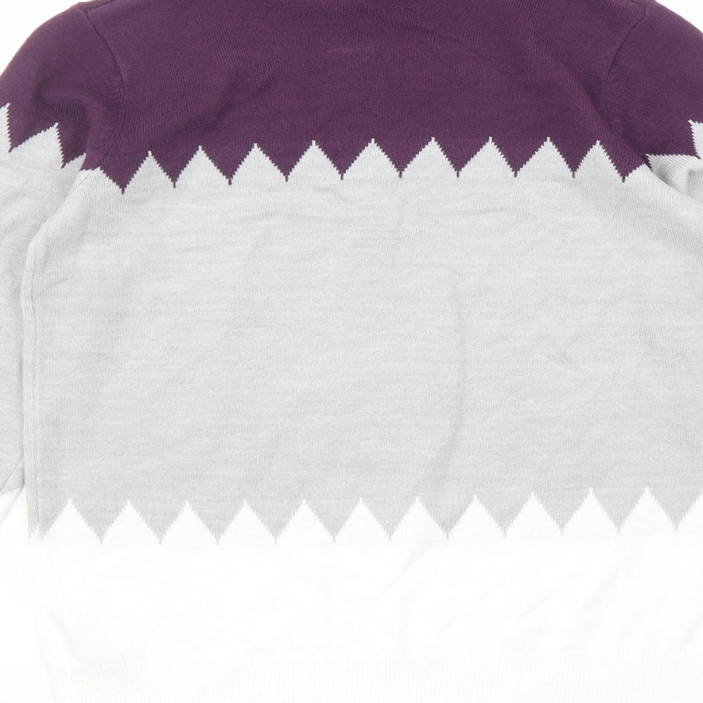 Marks & Spencer Womens Multicoloured Roll Neck Acrylic Pullover Jumper Size 8
