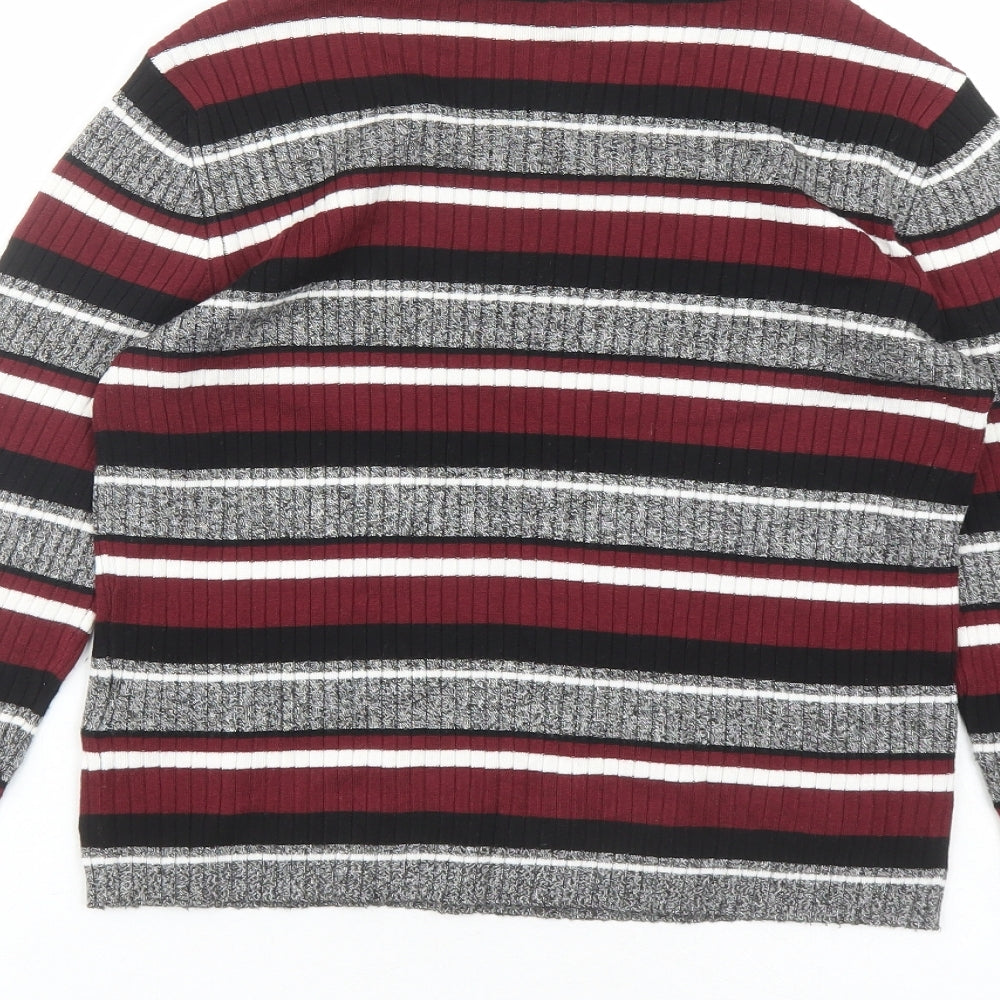 Divided by H&M Womens Multicoloured Round Neck Striped Viscose Pullover Jumper Size M