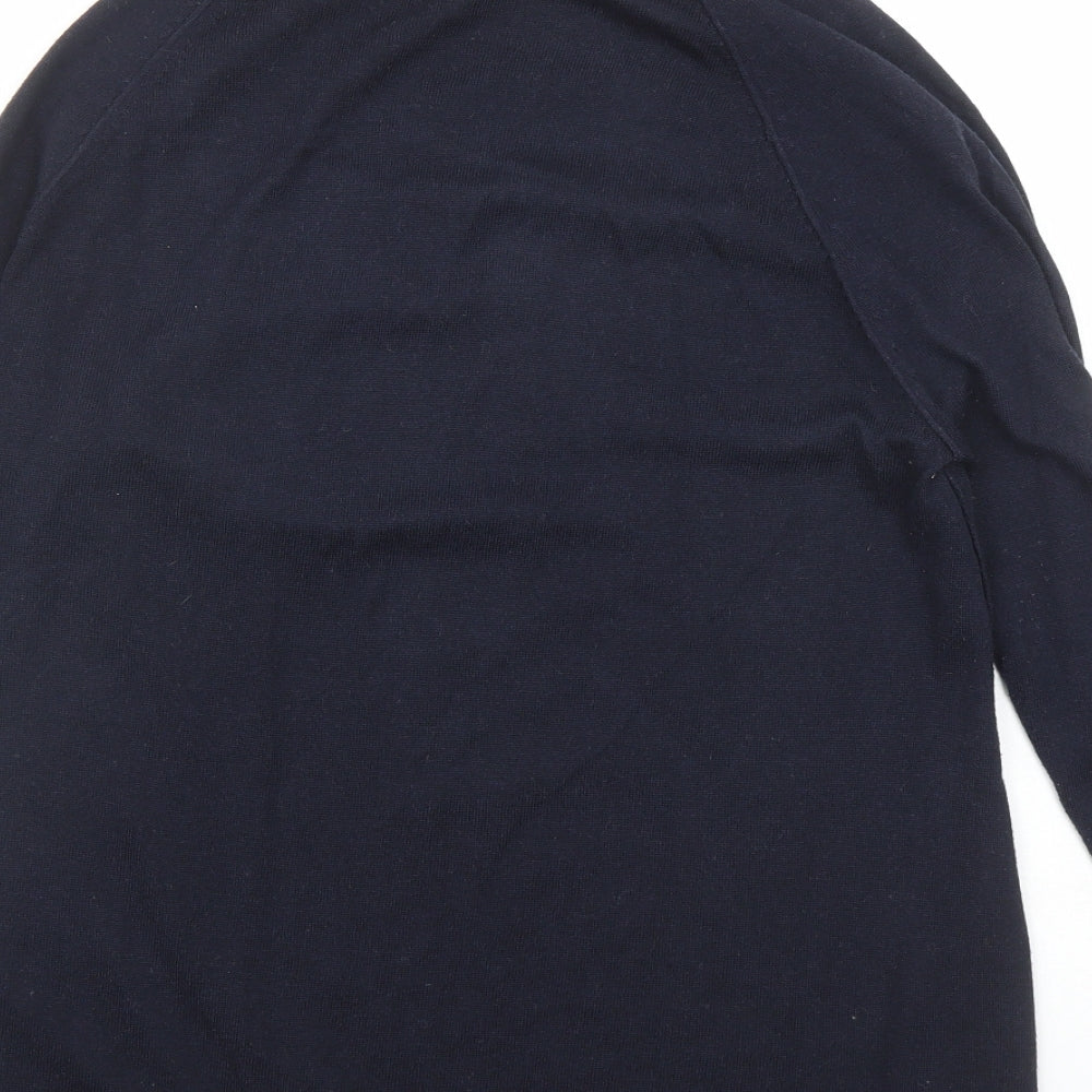 Oasis Womens Blue Round Neck Acrylic Pullover Jumper Size M - Rhinestone Detail