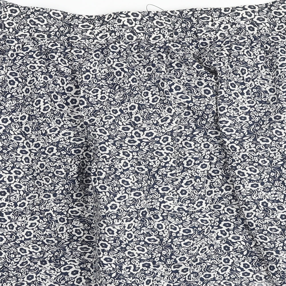 Marks & Spencer Womens Blue Floral Cotton A-Line Skirt Size 22
