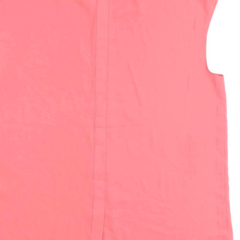 Warehouse Womens Pink Polyester Basic Button-Up Size 10 Round Neck