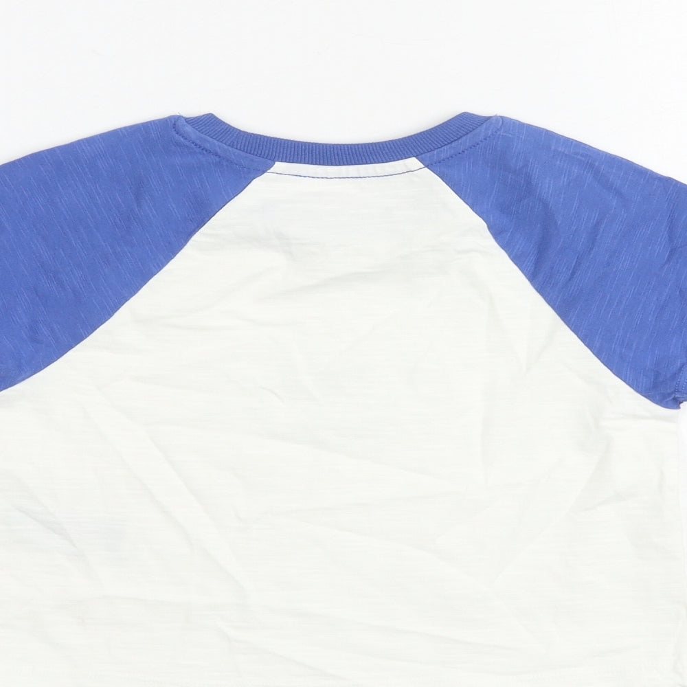 Marks & Spencer Girls White 100% Cotton Basic T-Shirt Size 6-7 Years Round Neck Pullover