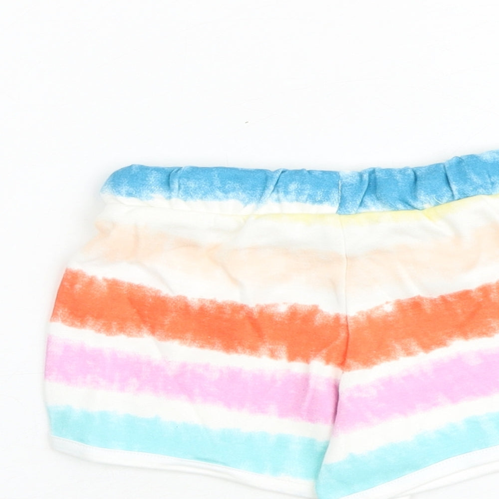 Marks & Spencer Girls Multicoloured Geometric 100% Cotton Bermuda Shorts Size 2-3 Years Regular Drawstring