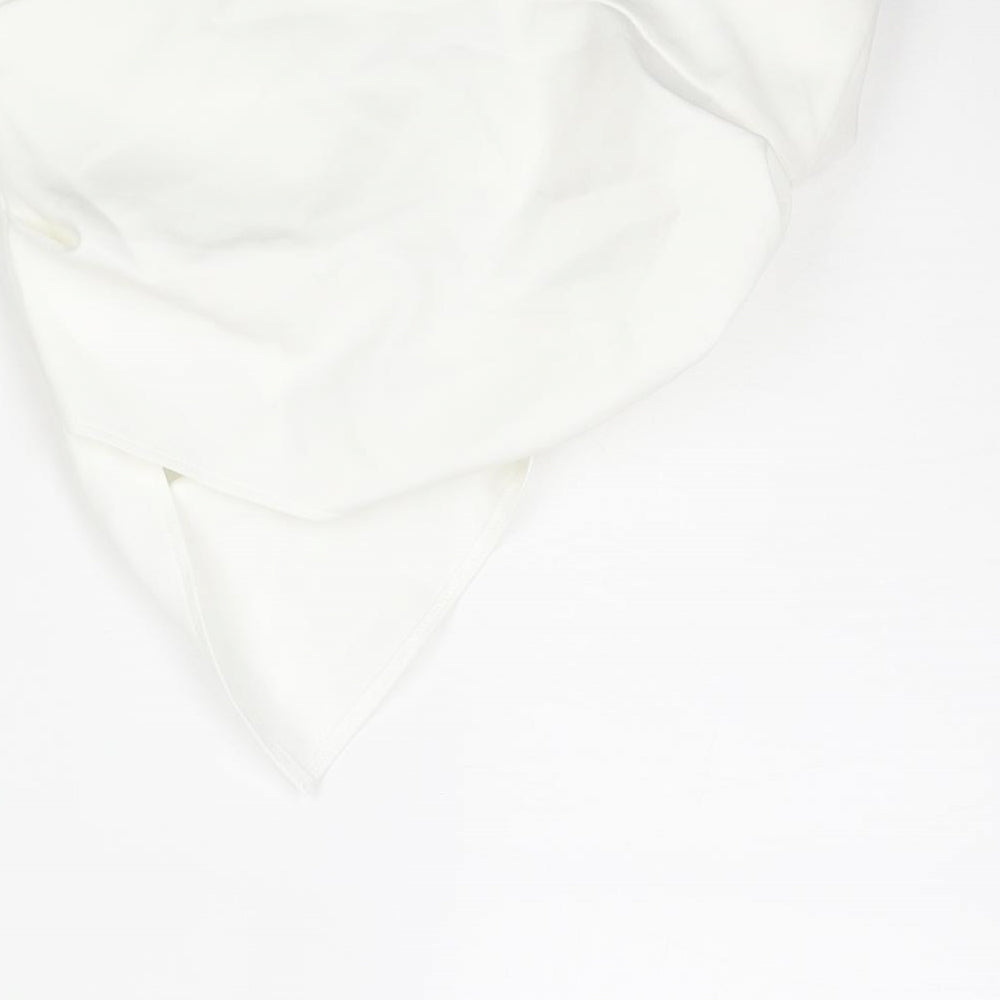 Zara Womens White Polyester Cropped Blouse Size XS Square Neck - Asymmetric Rouched