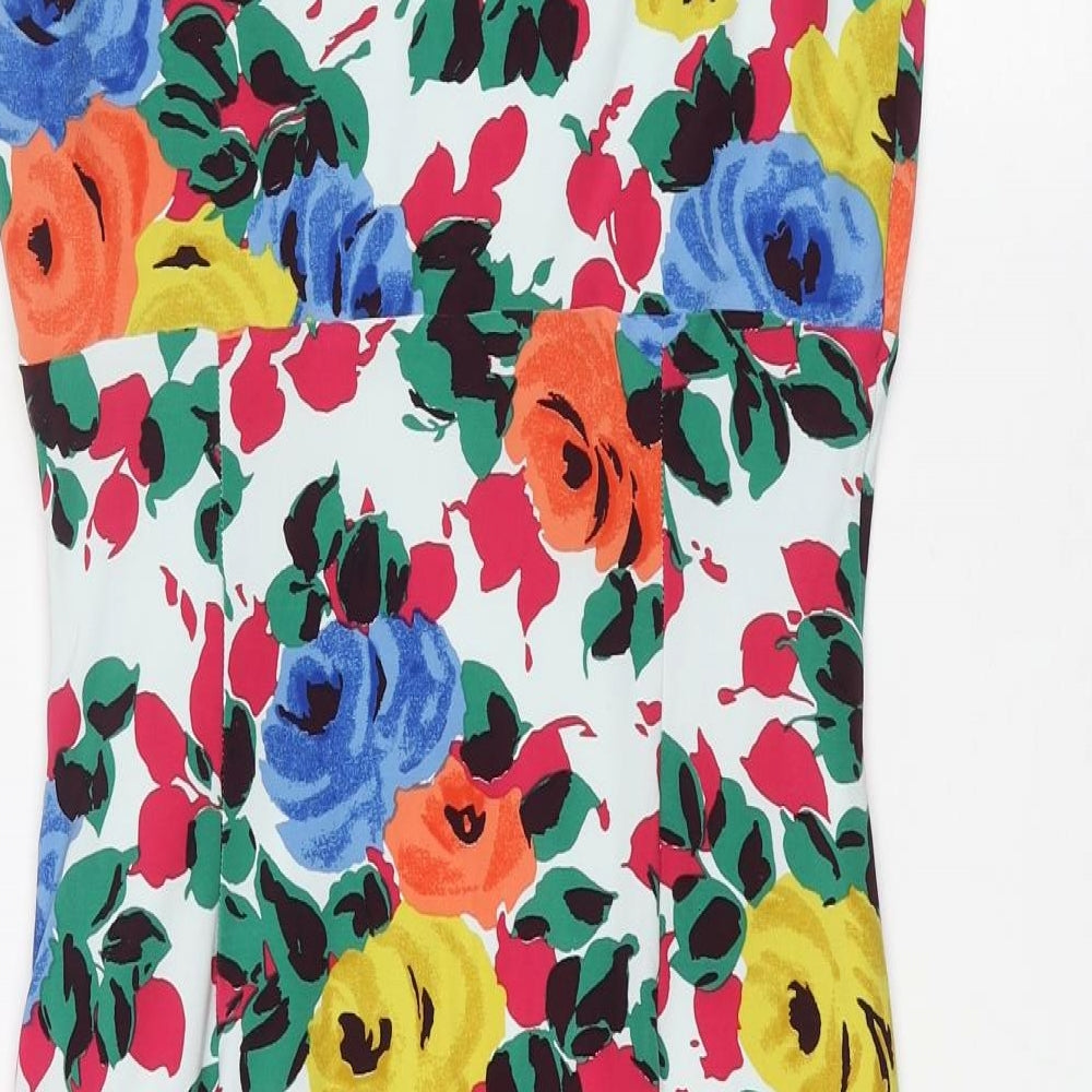 Phase Eight Womens Multicoloured Floral Polyester Pencil Dress Size 10 Cowl Neck Pullover